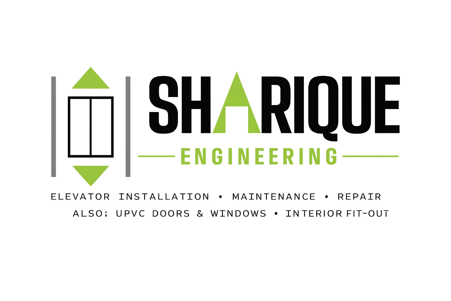 Sharique Engineering — Elevator installation, maintenance, repair; UPVC doors & windows; interior fit-out